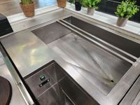 1 meuble d'angle saladette en inox 6 bacs gastro 150 x 80 x … (photo 3)