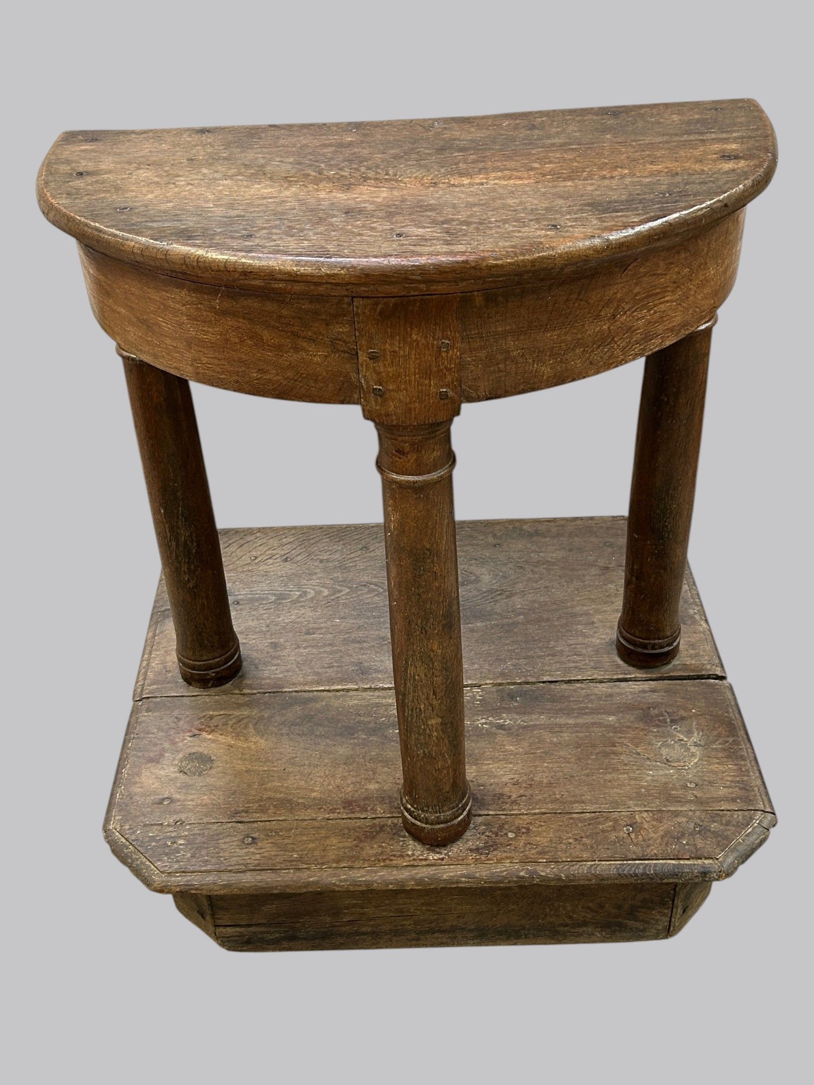 Tabouret de chantre en chêne massif - demi-lune et mini estr…
