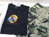 two men ' s nike t - shirts and a camo pants