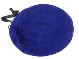 blue velvet beret hat with black ribbon around the brim