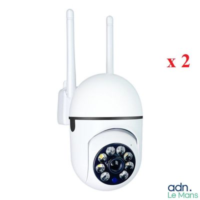 Lot de 2 caméras IP sans fil avec objectif optique 2x