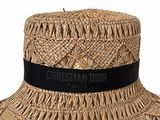 christian dior straw hat with black band