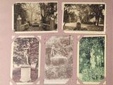 four old photos of a woman in a garden