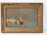 a picture of a painting of a sailboat in the water
