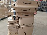 boxes stacked on top of each other in a warehouse