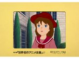 cartoon picture of a young girl in a red hat and red dress
