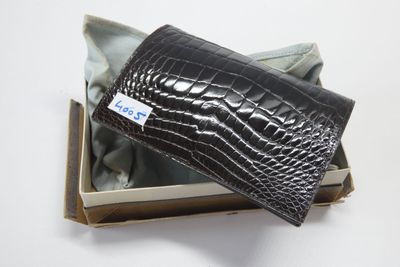 étui en cuir d'alligator pour une paire de chaussures dans une boîte