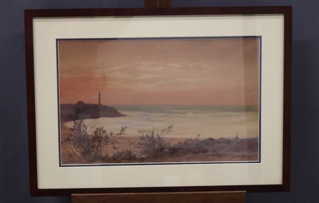 Jean-Louis PAGUENAUD (1876-1952), « vue Maritime, phare », aquare...