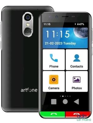 une image représentant un téléphone portable noir avec un écran vert
