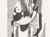 an image of a black and white drawing of a person sitting at a table
