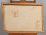 painting of a spider on a canvas on a wooden easel
