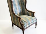 an image of a chair with a blue and green upholstered upholstered seat