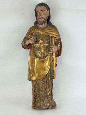 an image of a statue of jesus holding a cross on a white background