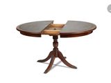 an image of a wooden table with a glass top on a white background