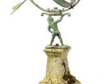 a statue of a man holding a sword and a sundialer