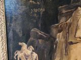 a picture of a painting of an elephant and a baby elephant