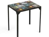 an image of a small table with a colorful design on it