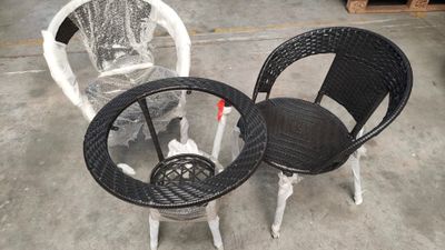 Ensemble DE 2 Chaises ET 1 Table EN Rotin Avec Plateau DE VE…