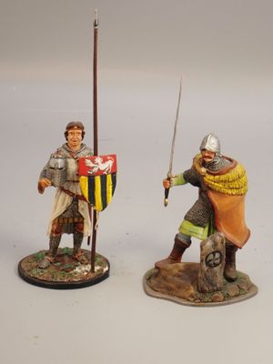 Figurines d'artistes - Moyen-Age , 80 mm, 2 figurines sur ba…