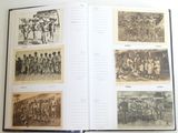 an open book with pictures of people and animals on it