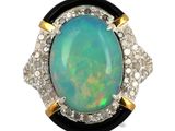 une bague en oplite et diamants, sertie d’onyx noir et de diamants blancs