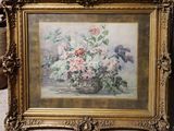 une image d'une peinture de fleurs dans un vase sur une table