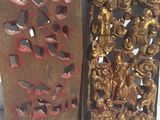 pair of antique chinese carved wood bookends