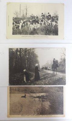 trois vieilles photos en noir et blanc représentant des personnes et des animaux dans un champ