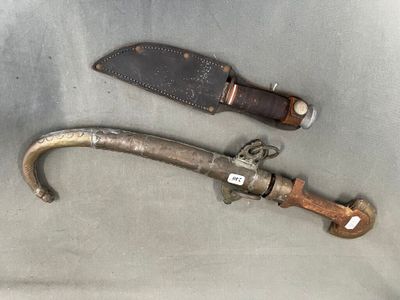 Couteau SABATIER avec étui en cuir + poignard oriental