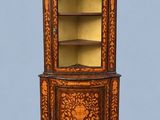 an image of a corner cabinet in the shape of a bookcase