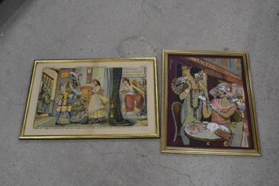deux tableaux posés par terre, l'un à côté de l'autre