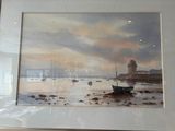 a picture of a painting of a boat in the water