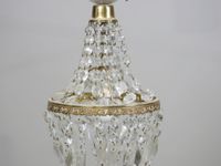 Lustre corbeille en verre et laiton, à décor de pampilles et… (photo 2)