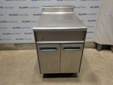 an image of a stainless steel cabinet with two doors and two drawers