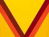 an abstract painting of a red and yellow v on a yellow background