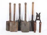 five different types of garden tools on a white background