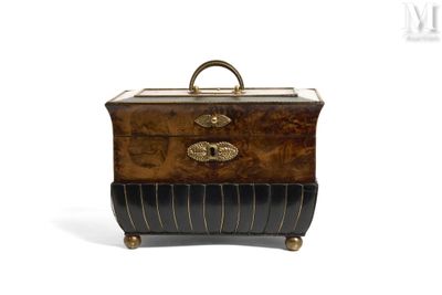 a small wooden box with a handle on top of it