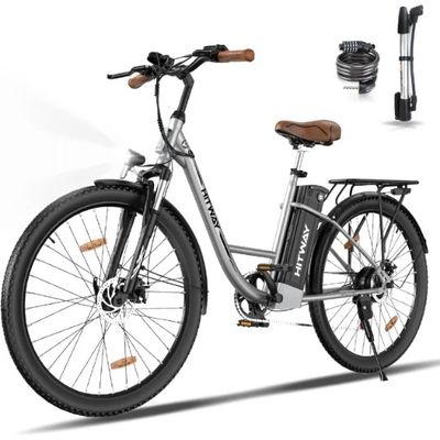 une image représentant un vélo argenté avec une selle marron et un guidon noir
