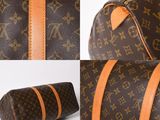 a close up of a brown and orange bag and a roll of toilet paper