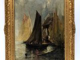 an image of a painting of a sailboat in a body of water
