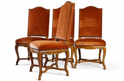 lot de quatre chaises avec dossier et assise rembourrés