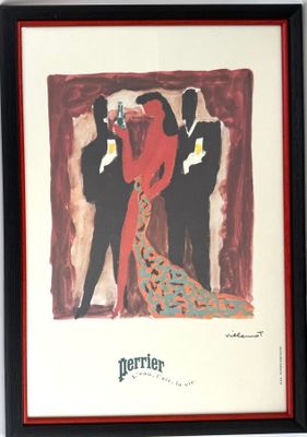 tableau représentant une femme en robe rouge et un homme en smoking