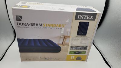the box of the inflex dura - beam standard air mattress is open