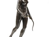 an image of a bronze statue of a woman holding a bow