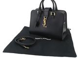 saint laurent black leather handbag with gold hardware