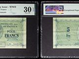 Trois types différents de billets de banque sont représentés sur un fond noir.