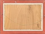 an image of a picture of a piece of wood with a red frame