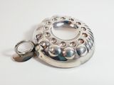 sterling silver plated ring with bead detail on a white background
