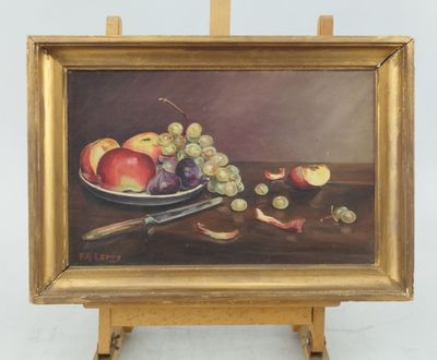 FG. LEROY "Nature morte aux raisins" Huile sur toile Signée …