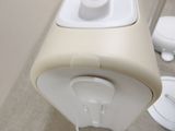 a close up view of a toilet in a bathroom
